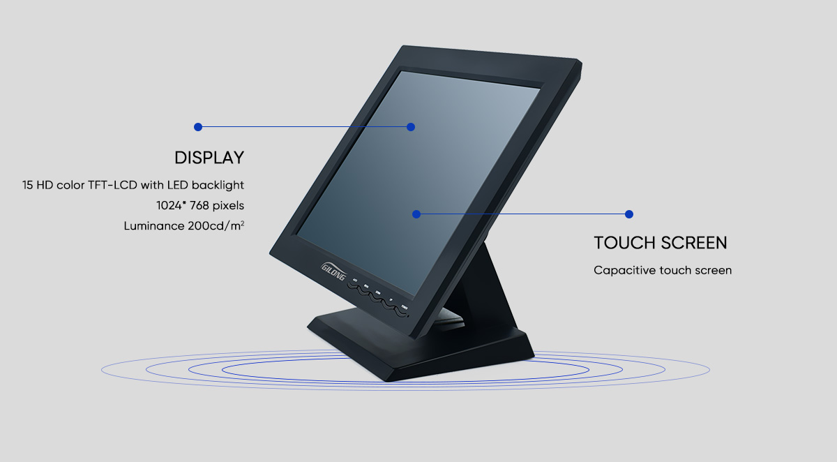 square screen 15 inch capacitive monitor